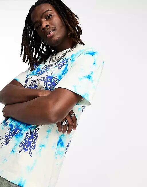 HUF fly situation tie dye t-shirt in blue and white Cover