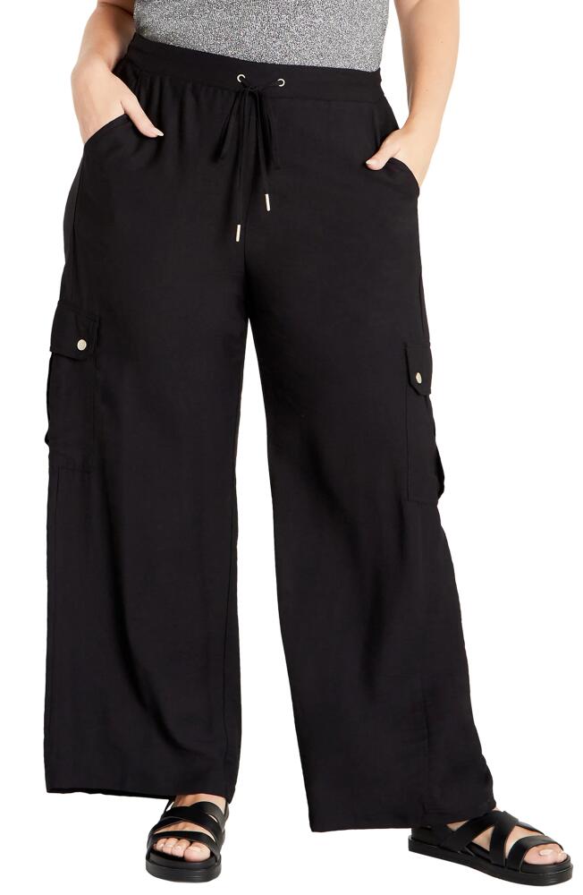 City Chic Kasbah Wide Leg Cargo Pants in Black Cover