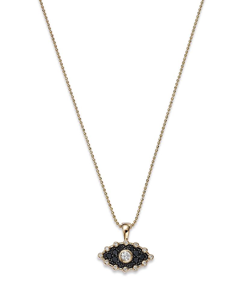 Bloomingdale's Fine Collection Black & White Diamond Evil Eye Necklace in 14K Yellow Gold, 18 - Exclusive Cover