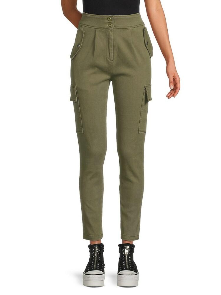 Lea & Viola Women's Slim Leg Cargo Ankle Pants - Olive Cover