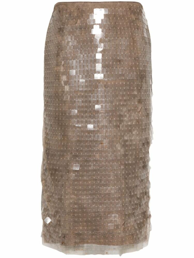 Aviù sequin-embellished midi skirt - Brown Cover