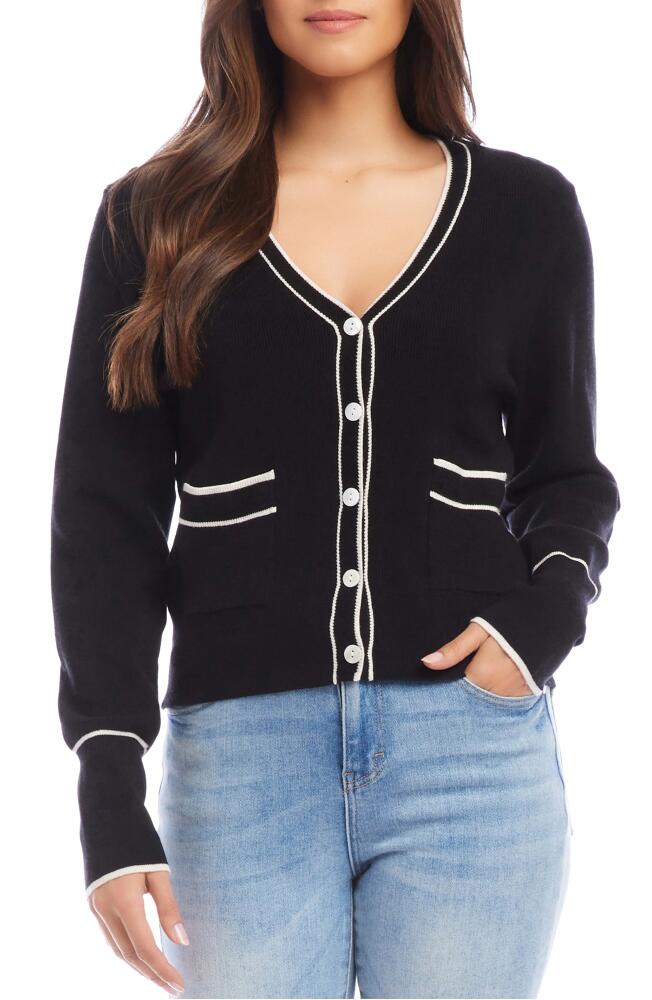 Karen Kane Contrast Trim Cardigan in Black/Off White Cover