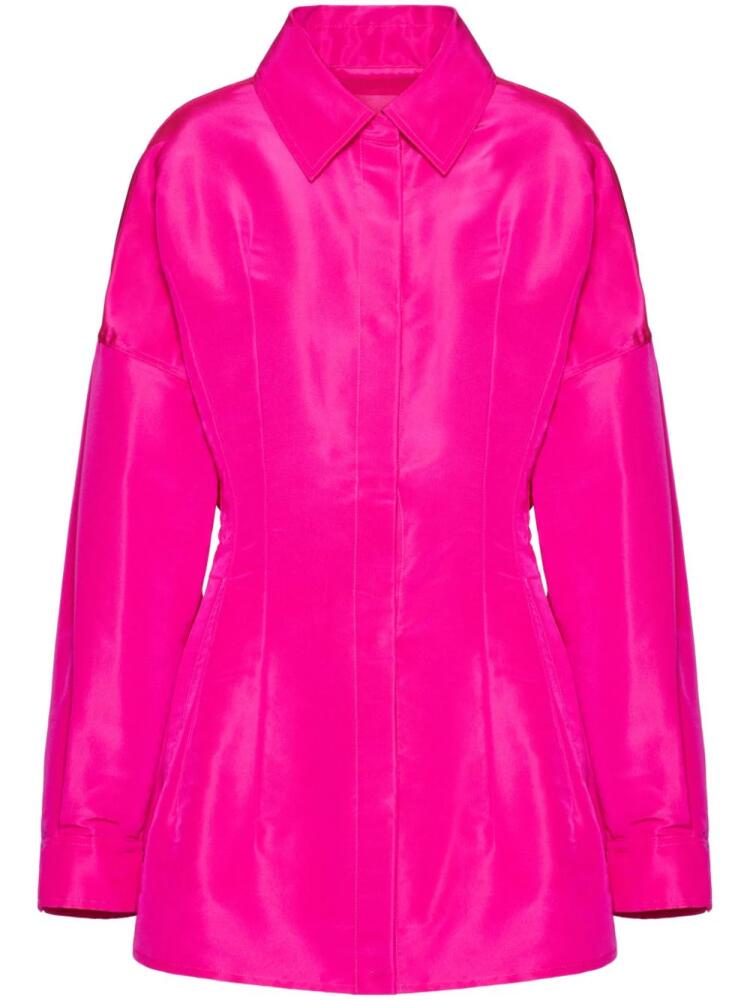 Valentino Garavani gathered-detail faille shirt jacket - Pink Cover