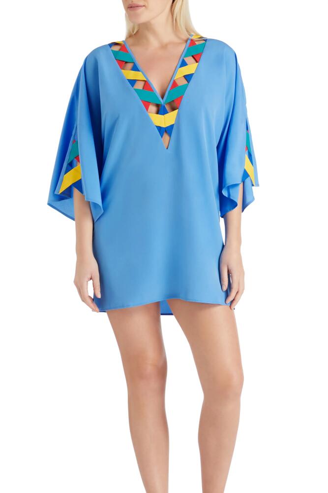 VALIMARE Mallorca Cross Bandage Cover-up Tunic Dress in Blue Cover