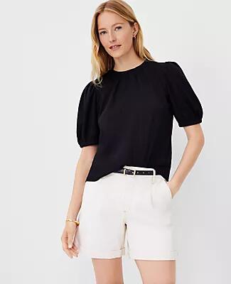 Ann Taylor Petite Weekend Shirred Neck Top Cover