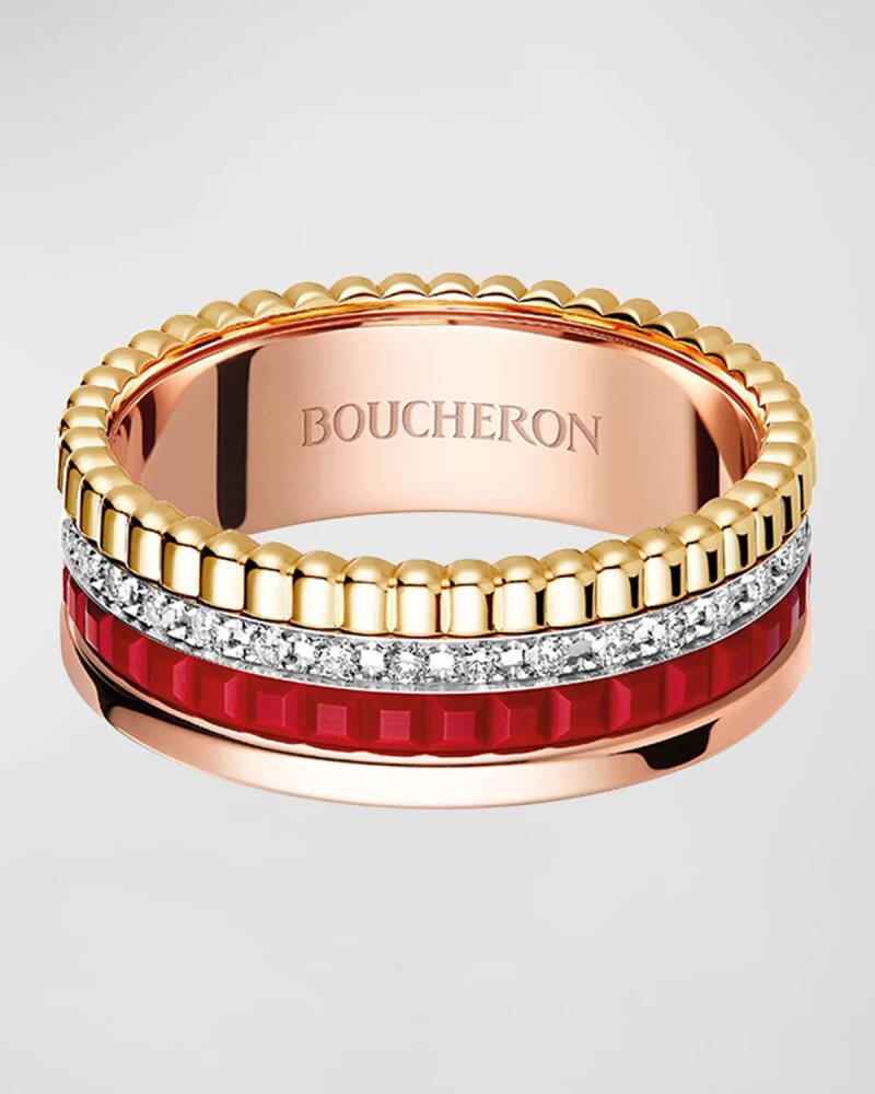 Boucheron Quatre 18K Gold Red Follies Band Ring Cover