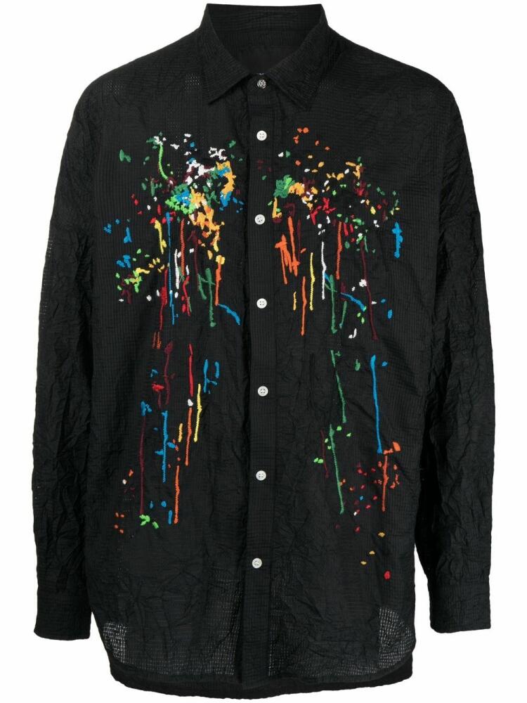 Mostly Heard Rarely Seen crinkle paint-embroidered shirt - Black Cover