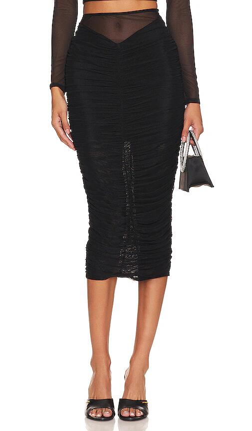 fleur du mal Ruched Midi Skirt in Black Cover