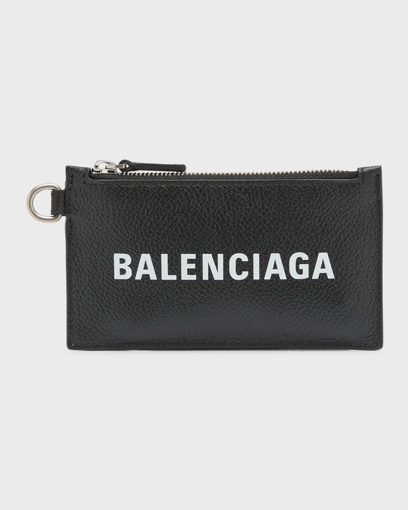 Balenciaga Men's Key Ring Leather Logo Card Case Cover