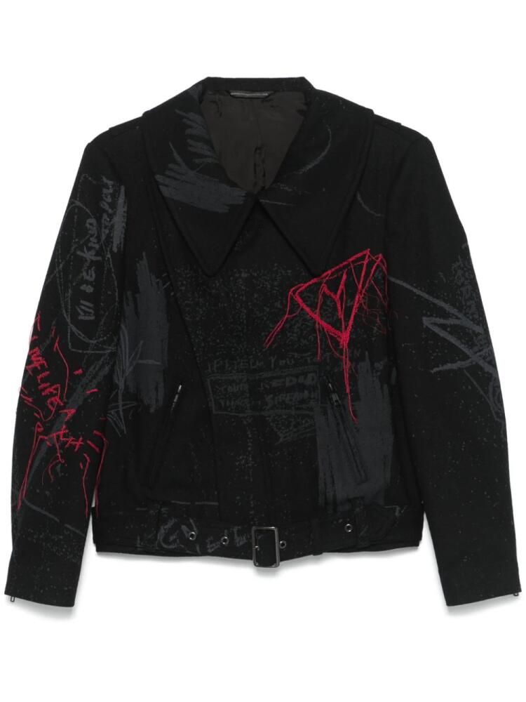 Yohji Yamamoto printed biker jacket - Black Cover