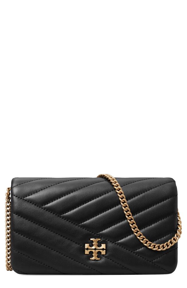 Tory Burch Kira Quilted Leather Wallet on a Chain in Black Cover