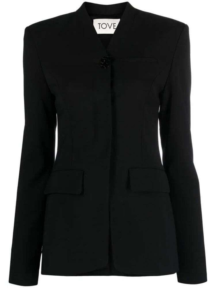 TOVE Selena single-breasted collarless blazer - Black Cover