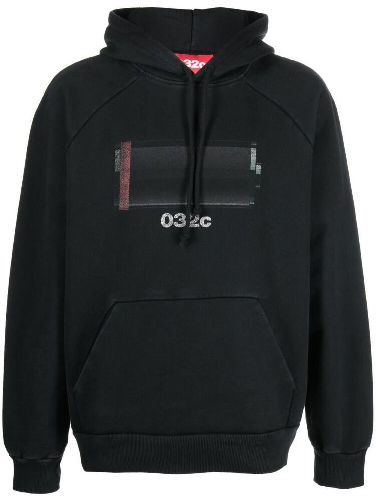 032c graphic-print drawstring hoodie - Black Cover