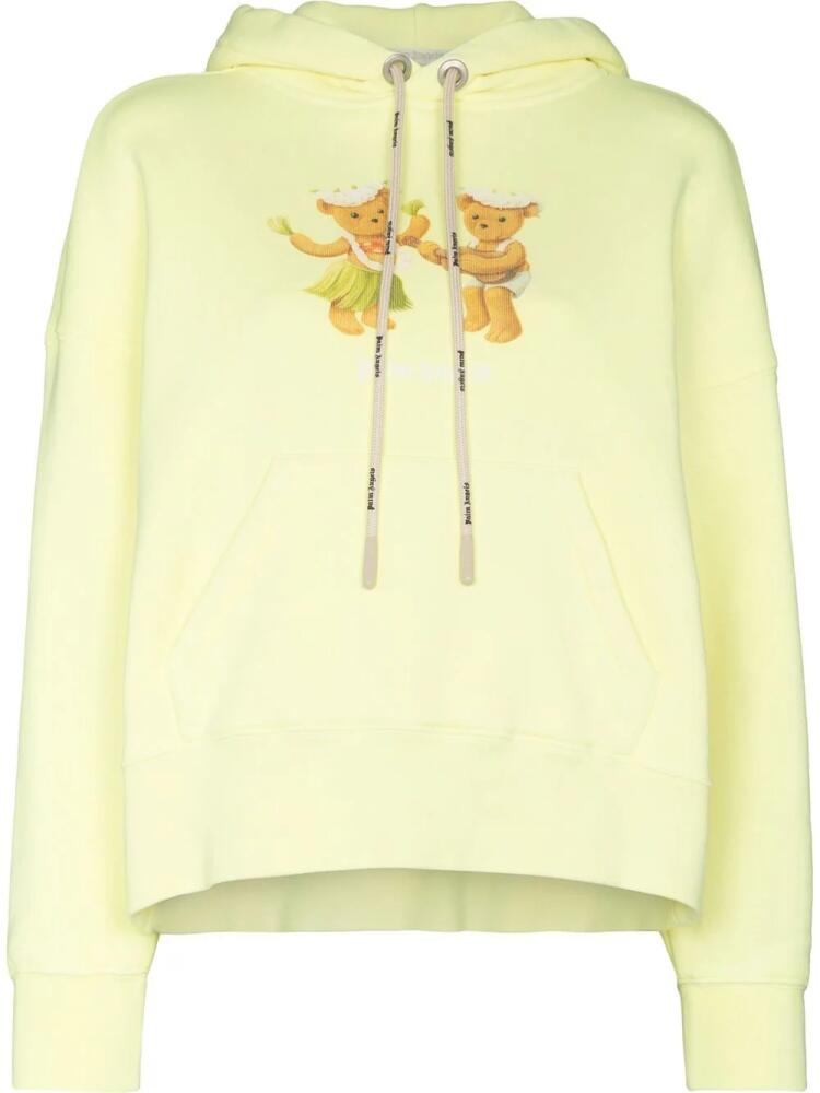 Palm Angels dancing-bears print oversized hoodie - Yellow Cover