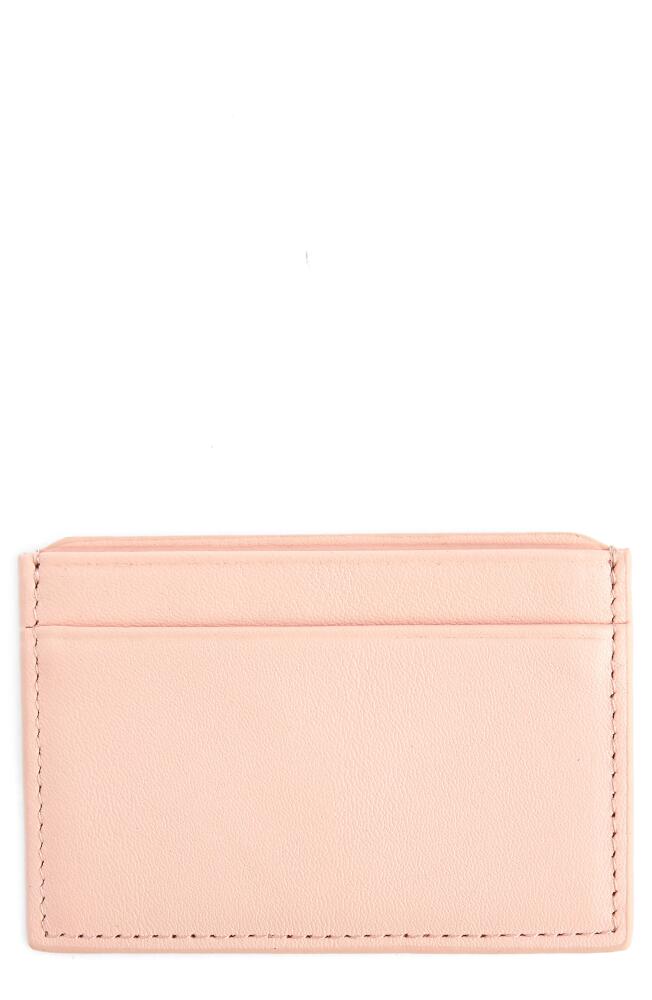 ROYCE New York Personalized RFID Leather Card Case in Light Pink- Silver Foil Cover