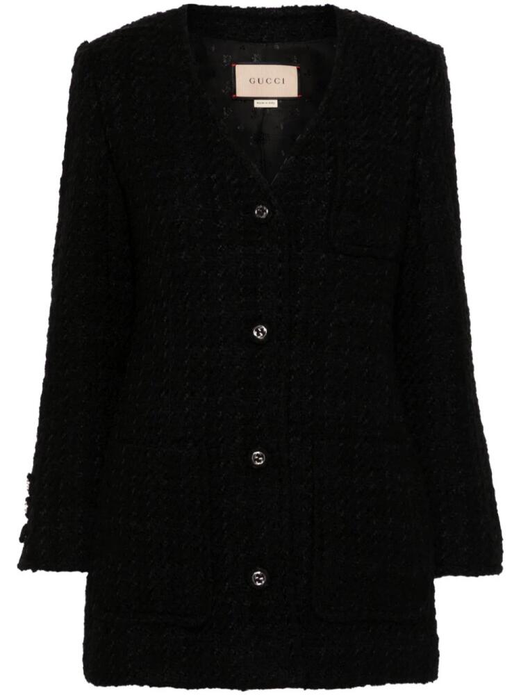 Gucci single-breasted tweed jacket - Black Cover