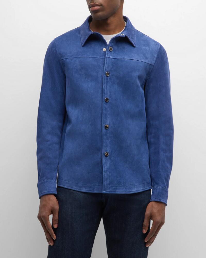 Isaia Men's Suede Overshirt Cover