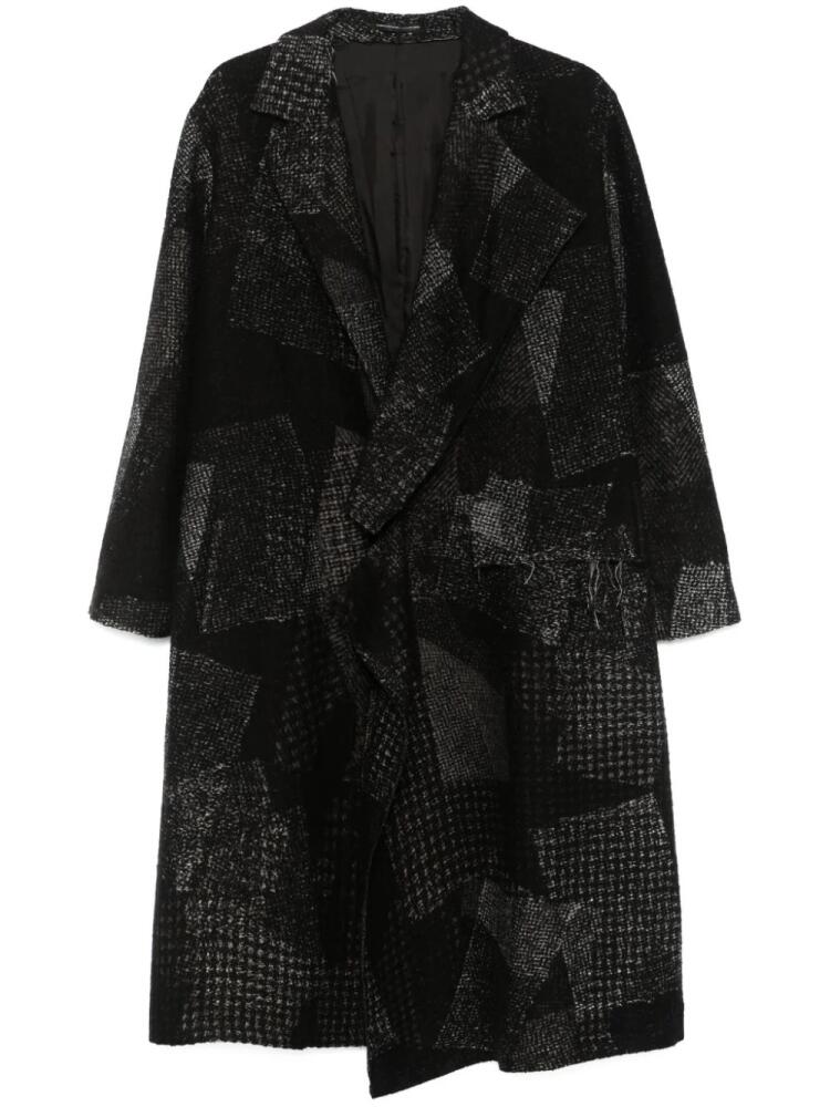 Yohji Yamamoto abstract-pattern coat - Black Cover