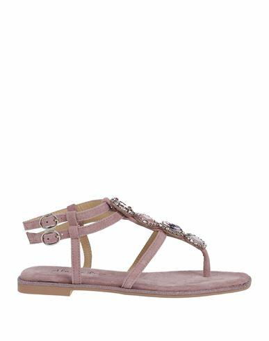 Alma En Pena. Woman Thong sandal Pastel pink Leather Cover