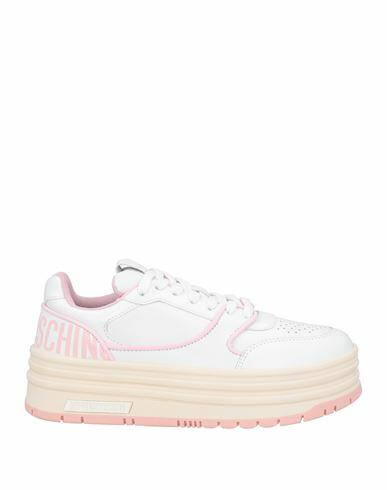 Love Moschino Woman Sneakers White Textile fibers, Soft Leather Cover