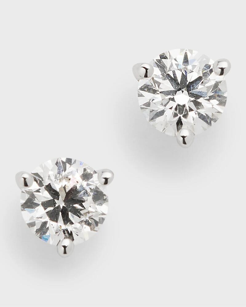 Neiman Marcus Diamonds 18K White Gold 3-Prong Round Diamond Martini Stud Earrings, 1.0tcw Cover