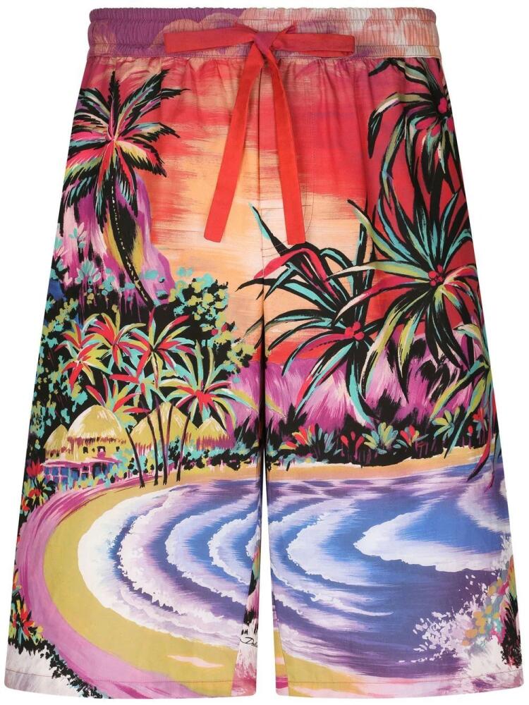 Dolce & Gabbana graphic-print bermuda shorts - Orange Cover