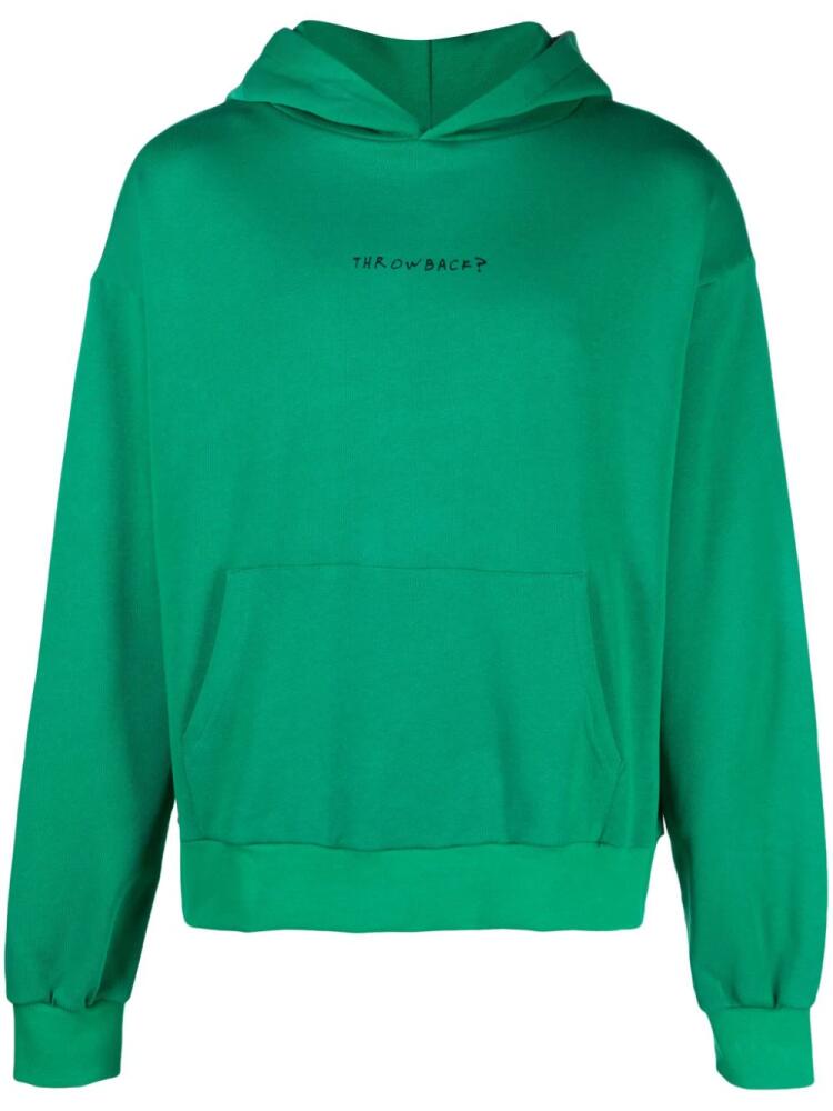 Throwback. text-print cotton hoodie - Green Cover