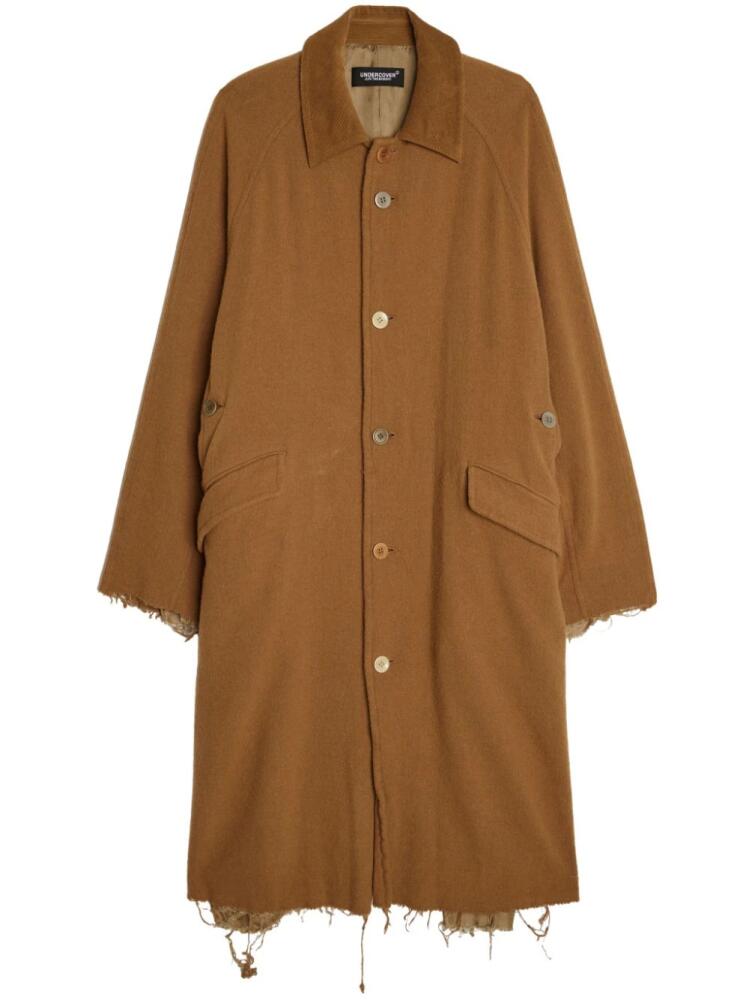 Undercover raw-cut edge wool coat - Brown Cover