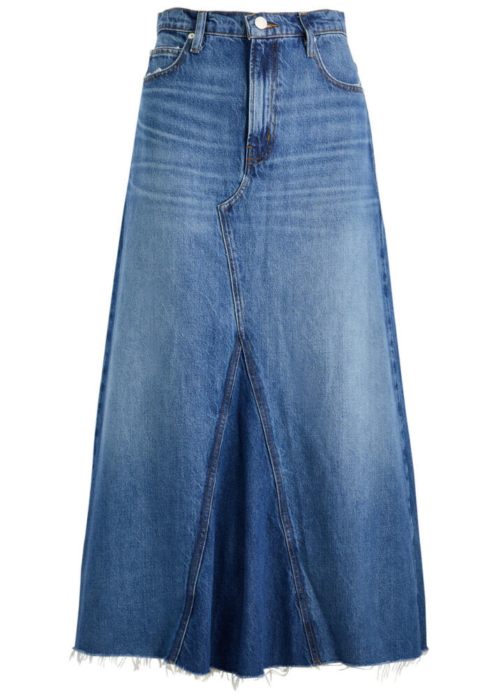 Frame Dorothy Distressed Denim Midi Skirt - Blue Cover