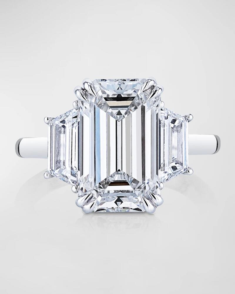 Neiman Marcus Diamonds Platinum 3 Stone Ring with White Diamond Emerald Cut Center and White Diamond Trapezoid Cut Sides, Size 6.5, 11.98tcw Cover