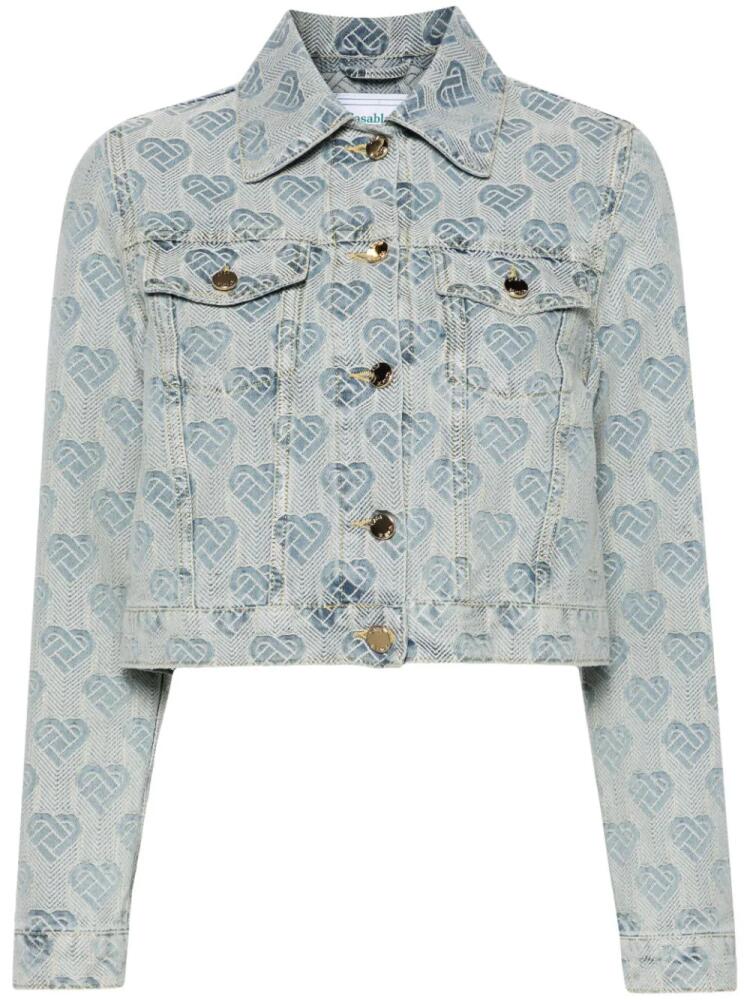 Casablanca heart monogram-jacquard denim jacket - Blue Cover