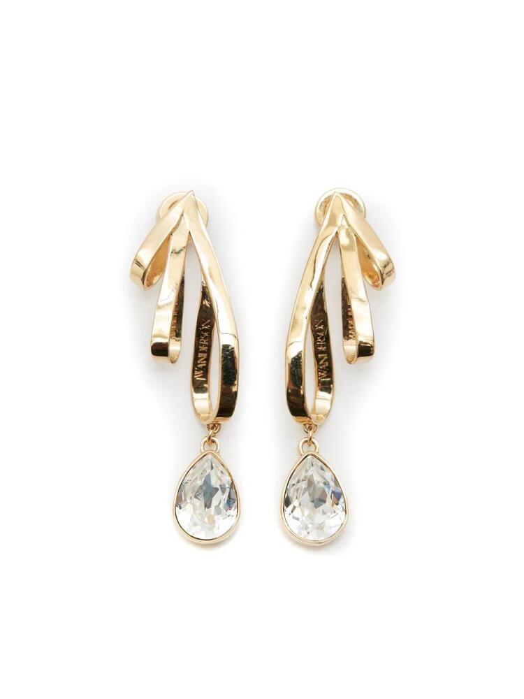 JW Anderson crystal-embellished Ribbon drop earrings - Gold Cover