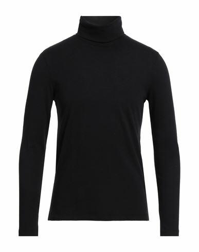 Majestic Filatures Man Turtleneck Black Cotton, Cashmere Cover