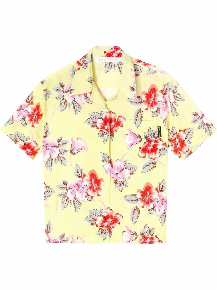 Palm Angels hibiscus-print short sleeve shirt - Yellow Cover