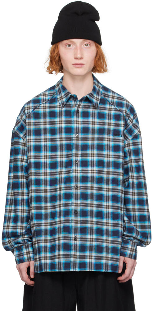 Juun.J Blue Check Shirt Cover