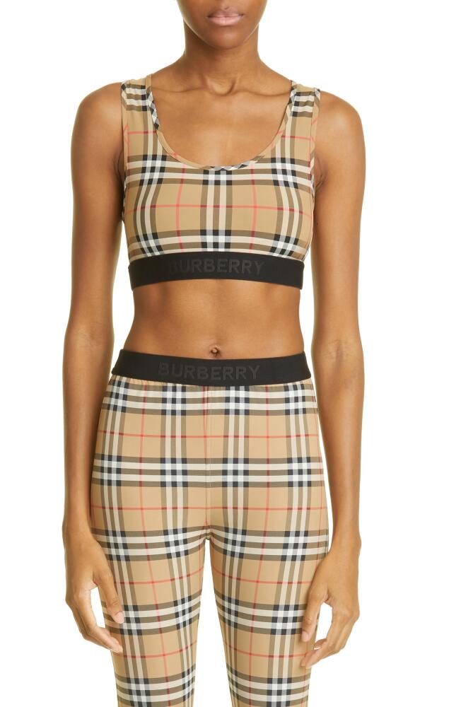 burberry Dalby Check Sports Bra in Archive Beige Ip Chk Cover