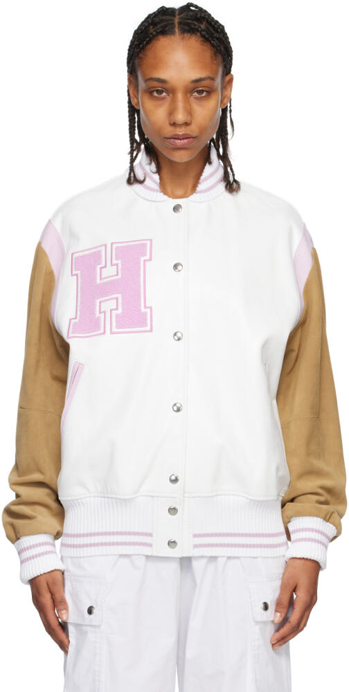 HALFBOY White & Pink Paneled Bomber Jacket Cover