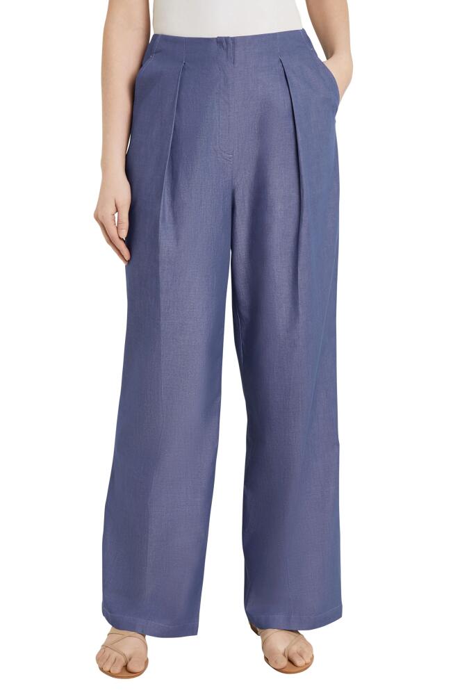 Misook Pleated Wide Leg Pants in Mazarine Cover