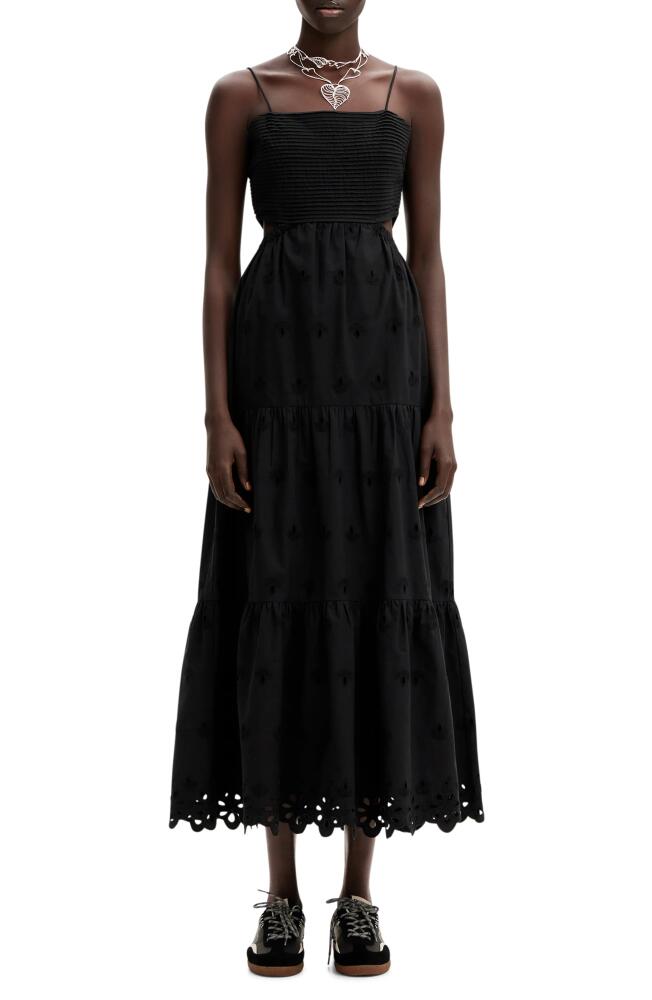 Desigual Long Embroidered Cutout Dress in Black Cover