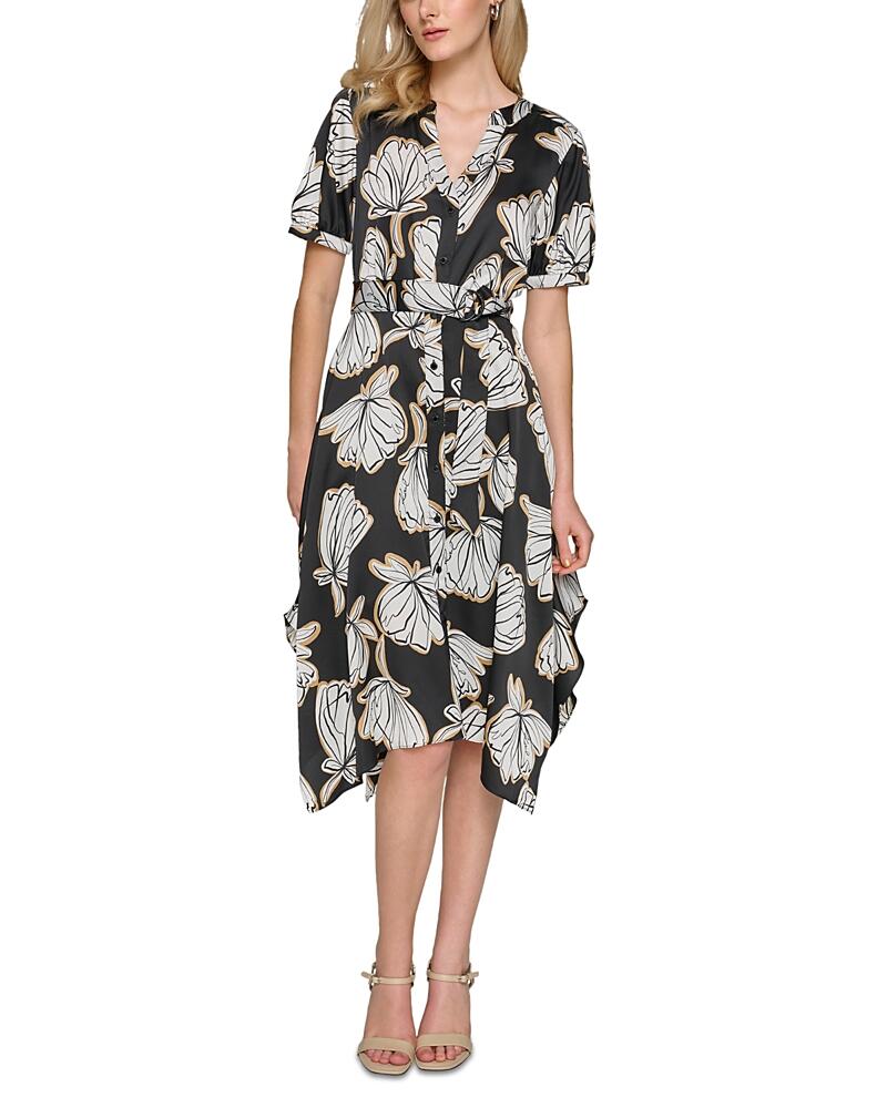 Karl Lagerfeld Paris Tie Waist Printed Dress Cover