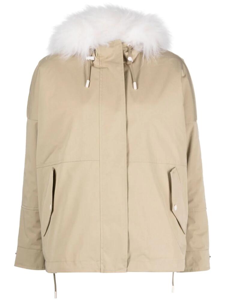 Yves Salomon cropped reversible hooded parka - Neutrals Cover