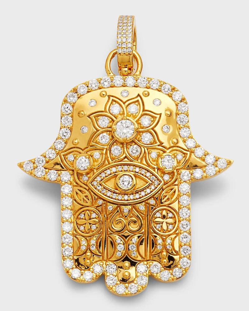 Buddha Mama 20K Yellow Gold Medium Hamsa Pendant with Diamonds Cover