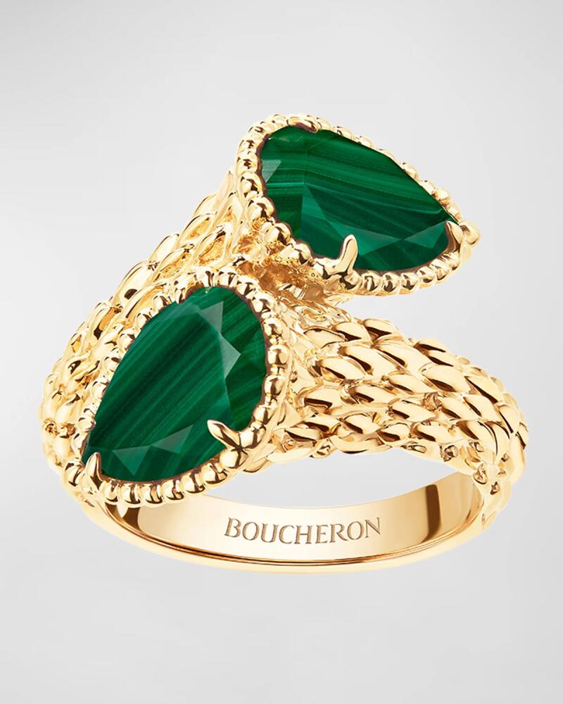 Boucheron Serpent Boheme 18K Yellow Gold Malachite 2-Motif Ring Cover