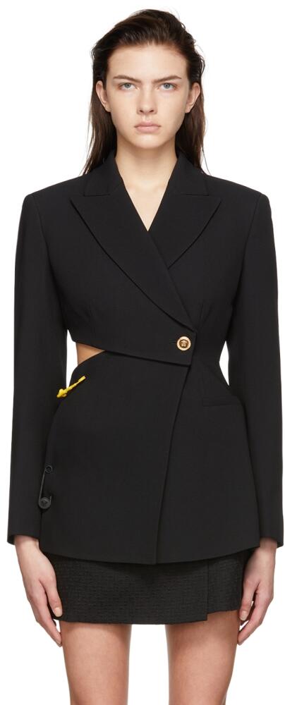 Versace Black Safety Pin Cutout Blazer Cover