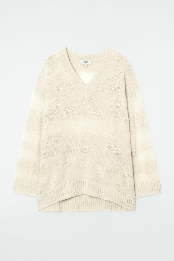 COS DISTRESSED STRIPED KNITTED LINEN-BLEND SWEATER Cover