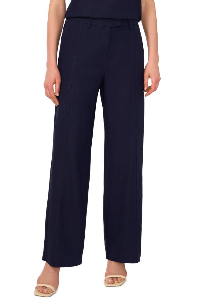 halogen(r) Linen Blend Straight Leg Pants in Classic Navy Blue Cover