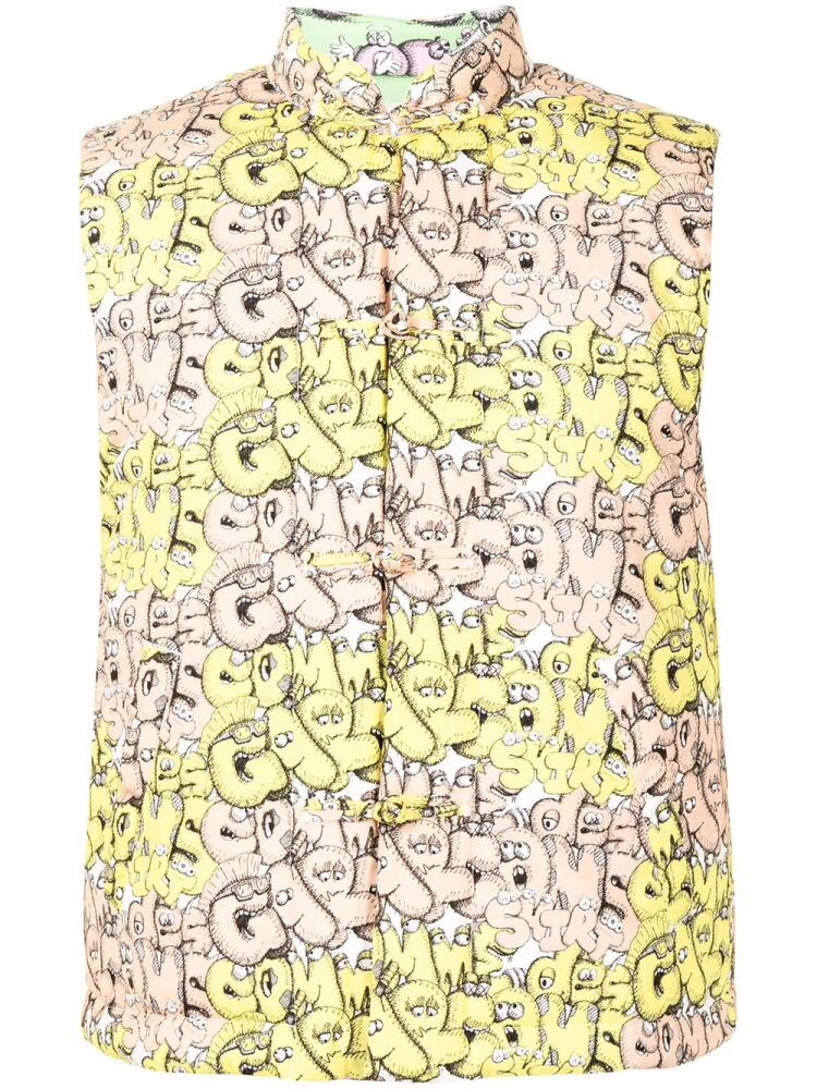 Comme Des Garçons Shirt logo-print padded gilet - Yellow Cover