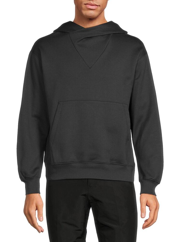 Valentino Men's Solid Drop Shoulder Hoodie - Black Cover