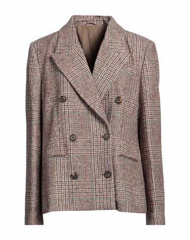 Brunello Cucinelli Woman Blazer Brick red Wool, Polyacrylic, Polyamide Cover