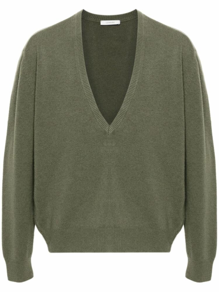 LEMAIRE deep V-neck sweater - Green Cover